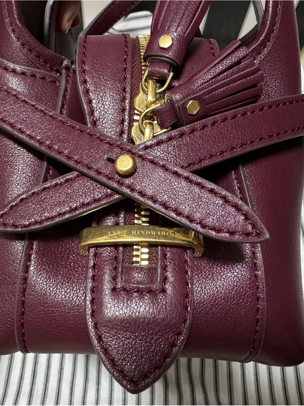 Anya Hindmarch Plum Leather Structured Top-Handle Satchel - Picture 8 of 16